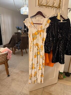 For Love & Lemons White Lemon-Print Maxi Dress